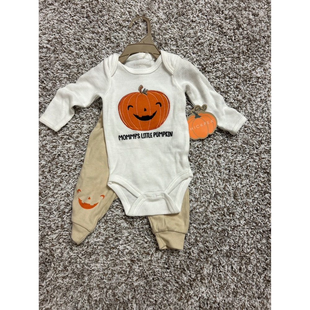 Chickpea Baby Mommy's Little Pumpkin Waffle Knit Bodysuit and Pants Set 0-3M